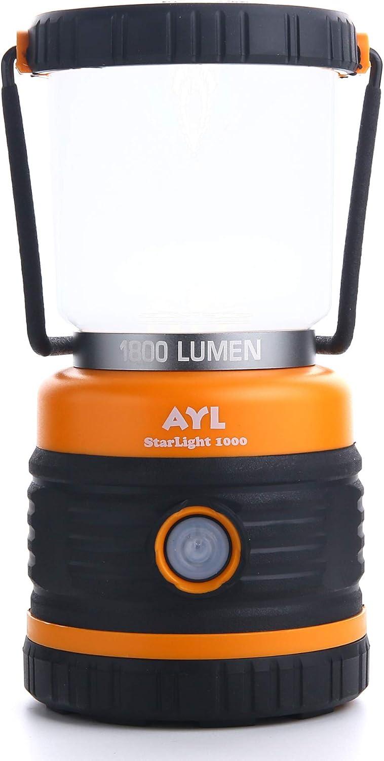 AYL LED Camping Lantern, Battery Powered LED 1800LM, 4 Camping Lights Modes, Perfect Lantern Flashlight for Hurricane, Emergency Light, Storm, Power Outages, Survival Kits, Hiking, Fishing, Tent, Home - Image 1